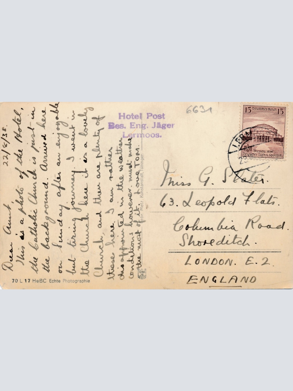 AK aus Lermoos mit Hotel Post Tirol (7969)