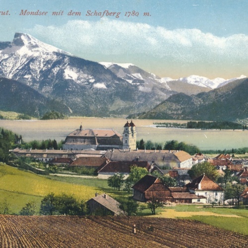 AK aus Mondsee mit dem Schafberg Oberösterreich Ansichtskarte (8198)