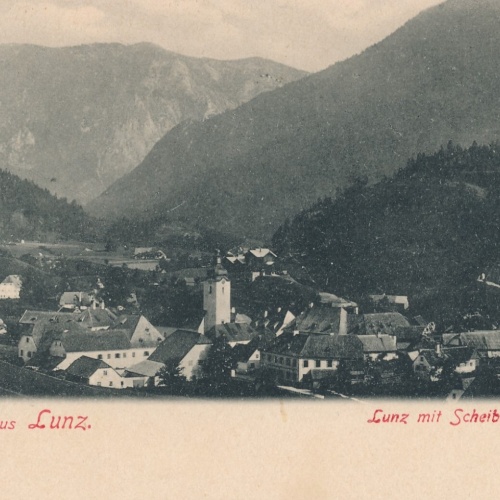 AK gruss aus Lunz mit Scheiblingstein Niederösterreich (6652)