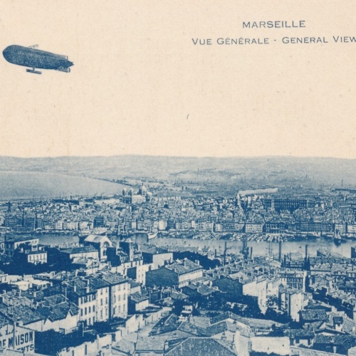 AK aus Marseille mit Zeppelin Frankreich (6653)