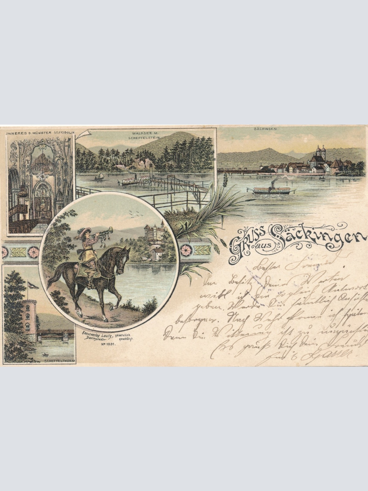 Litho - Karte gruss aus Säckingen Baden - Württemberg (6619)