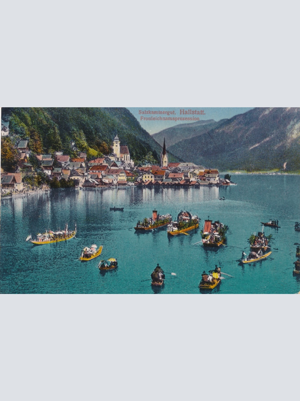 AK aus Hallstatt Frohnleichnamsprozzession Oberösterreich Ansichtskarte (8274)
