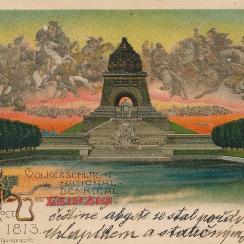 Litho - Karte gruss aus Leipzig Völckerschlacht Denkmal 1813 Sachsen (6592)