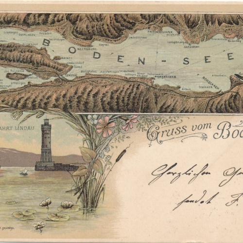 Litho - Karte gruss vom Bodensee Bayern (6606)