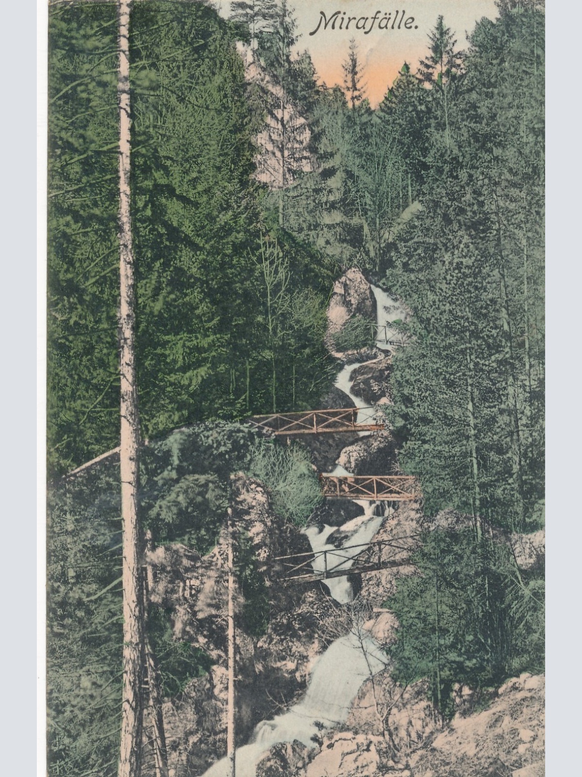 AK von den Mirafällen Wasserfall Niederösterreich Ansichtskarte (8090)