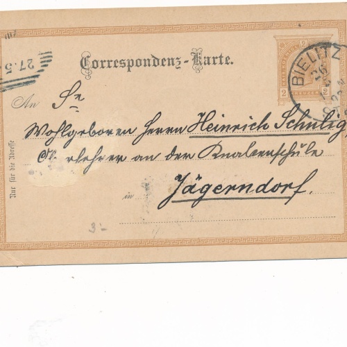 2 Kreuzer Ganzsachen - Karte 1898 aus Bielitz Stadt (8544)