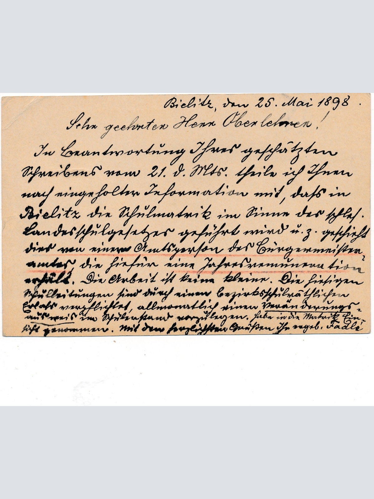 2 Kreuzer Ganzsachen - Karte 1898 aus Bielitz Stadt (8544)