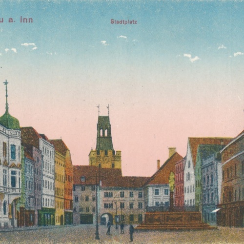 AK aus Braunau am Inn Stadtplatz Oberösterreich Ansichtskarte (8496)