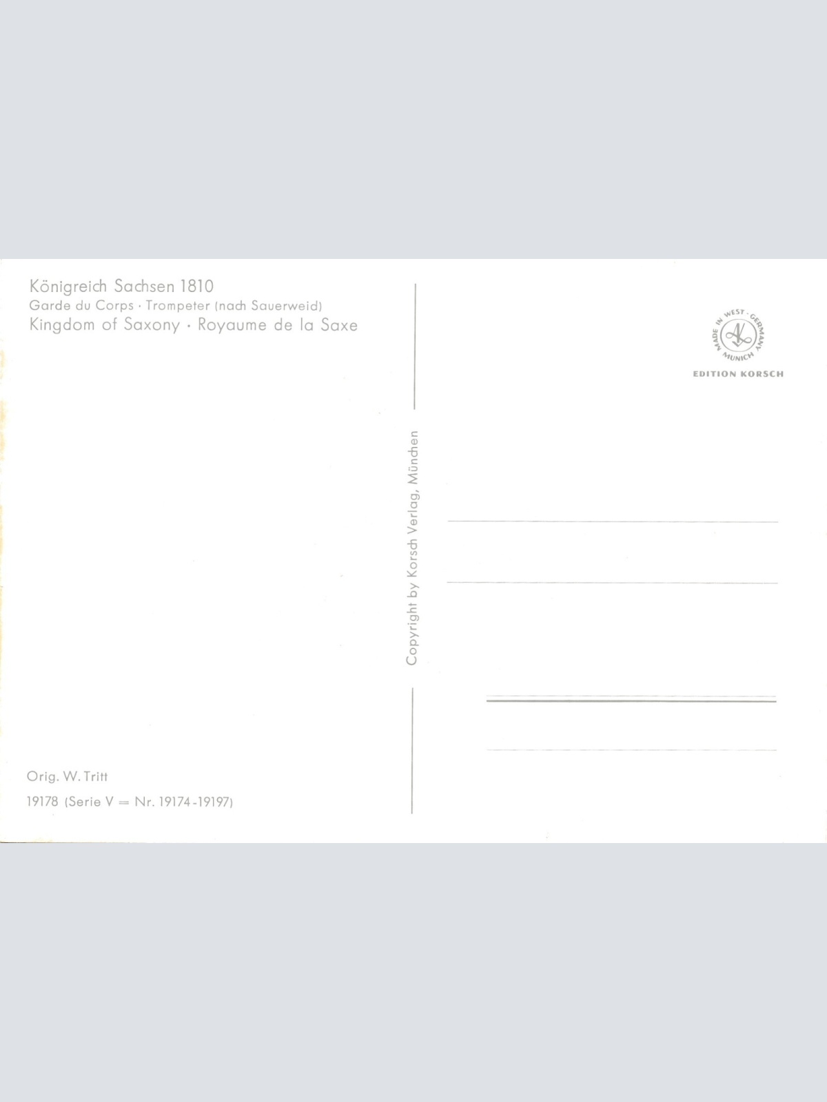AK Uniform Königreich Sachsen 1810 Garde Trompeter Ansichtskarte (8708)