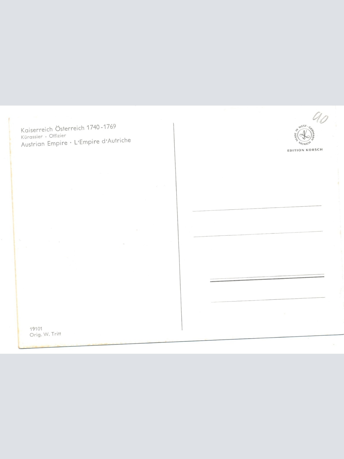 AK Uniform von Polen 1740 Kürassier Offizier Ansichtskarte (8693)