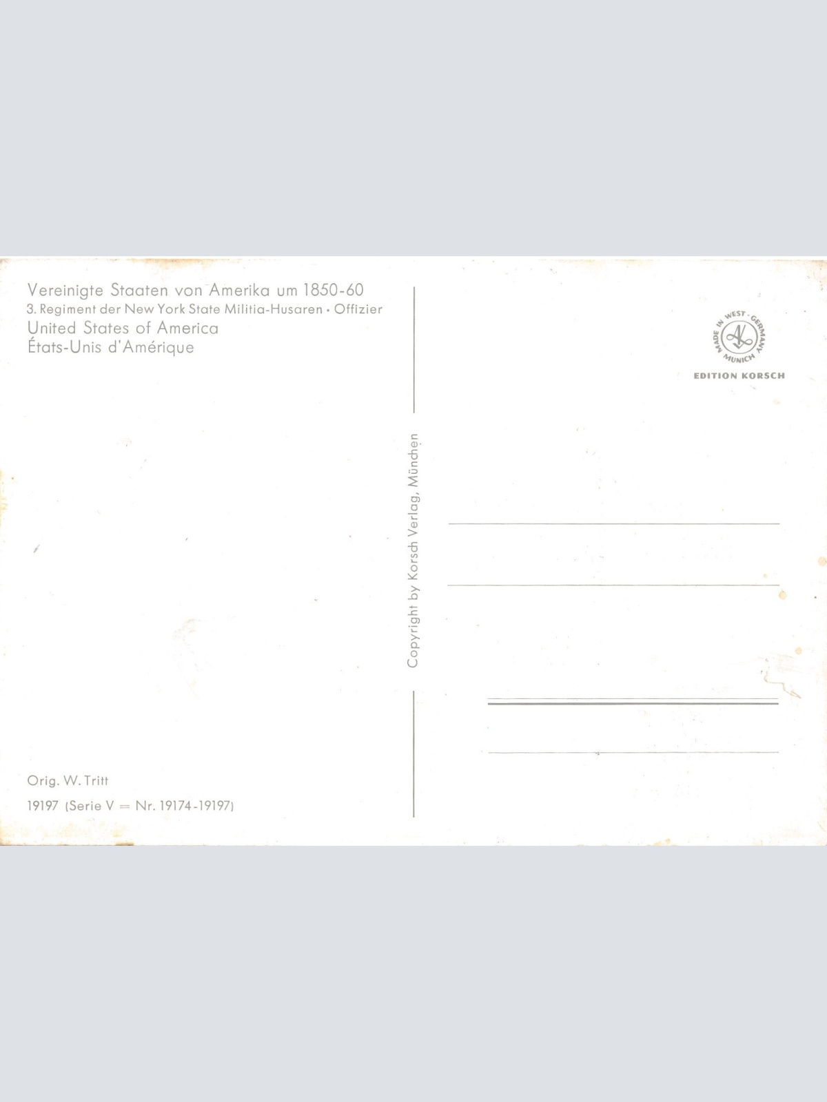 AK Uniform USA Amerika 1850 Husaren Offizier Ansichtskarte (8701)