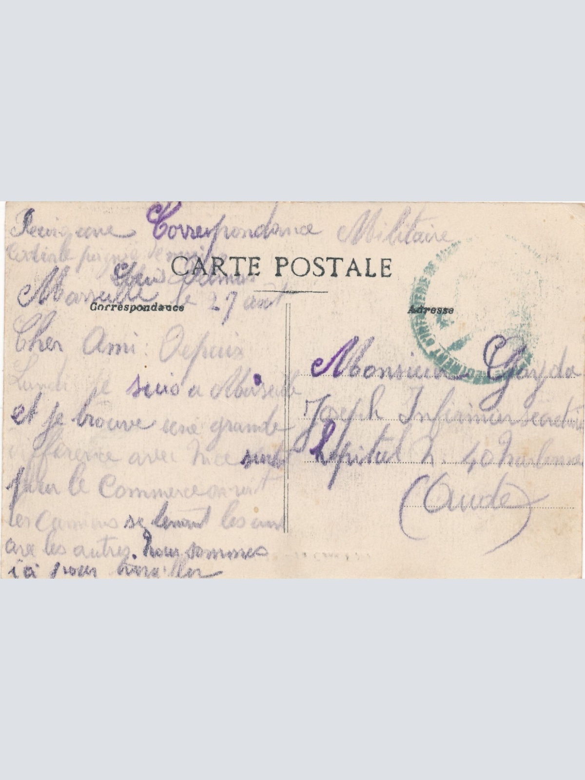 AK aus Marseille Stadt mit Straßenbahn Frankreich Ansichtskarte (8618)