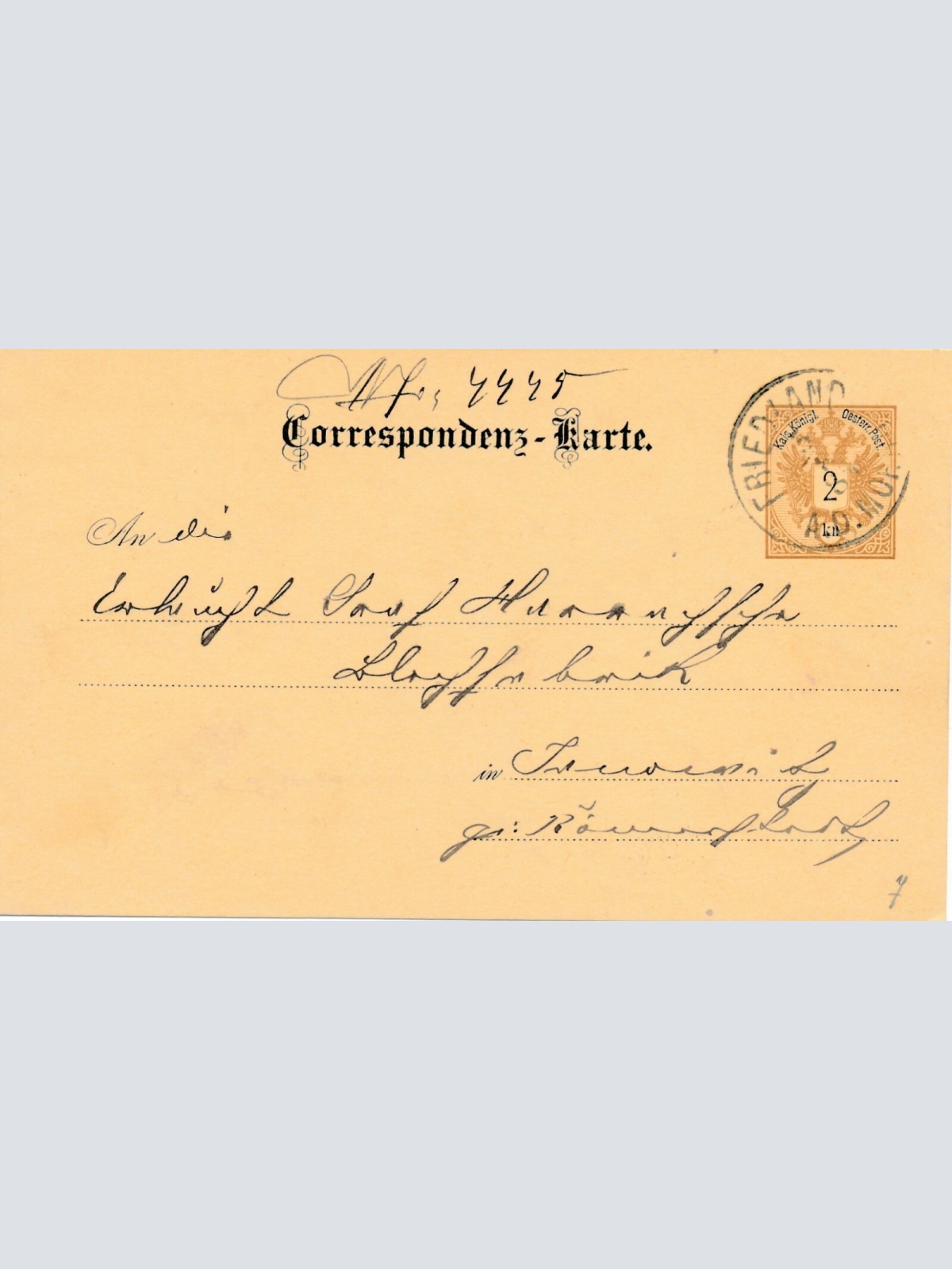 2 Kreuzer Ganzsachen - Karte 1887 aus Friedland (8399)