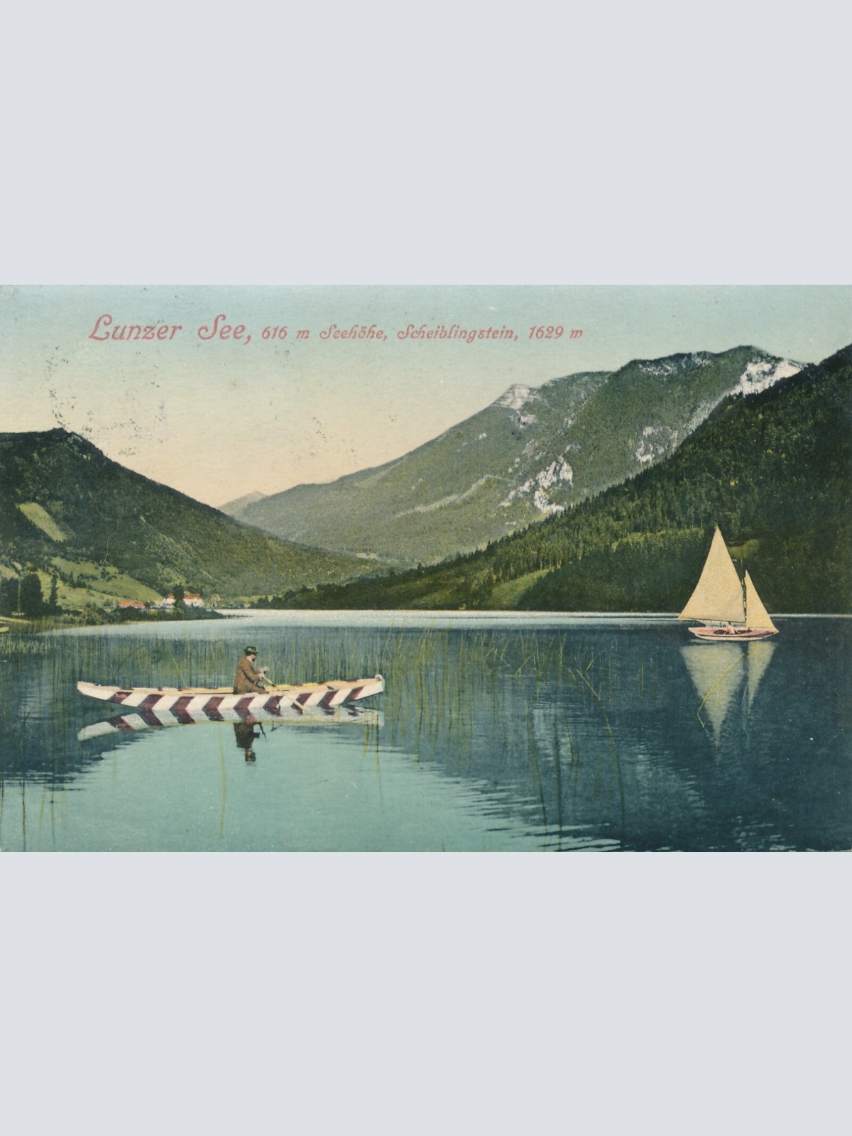 AK vom Lunzer See mit Boot Niederösterreich Ansichtskarte (8356)