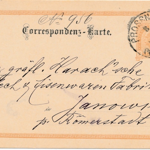 2 Kreuzer Ganzsachen - Karte 1893 aus Prossnitz (8396)