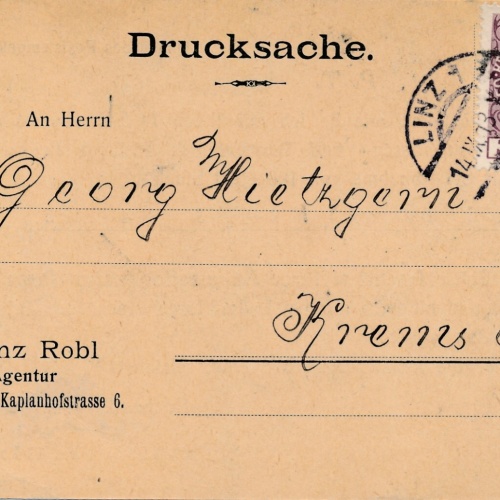 Geschäftspostkarte 1913 aus Linz Franz Robl Agentur (8950)