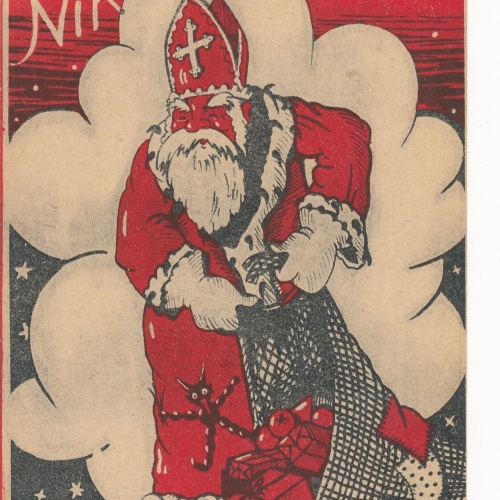 Motiv - Karte gruß vom Nikolaus am Geschenke ausleeren (7233)