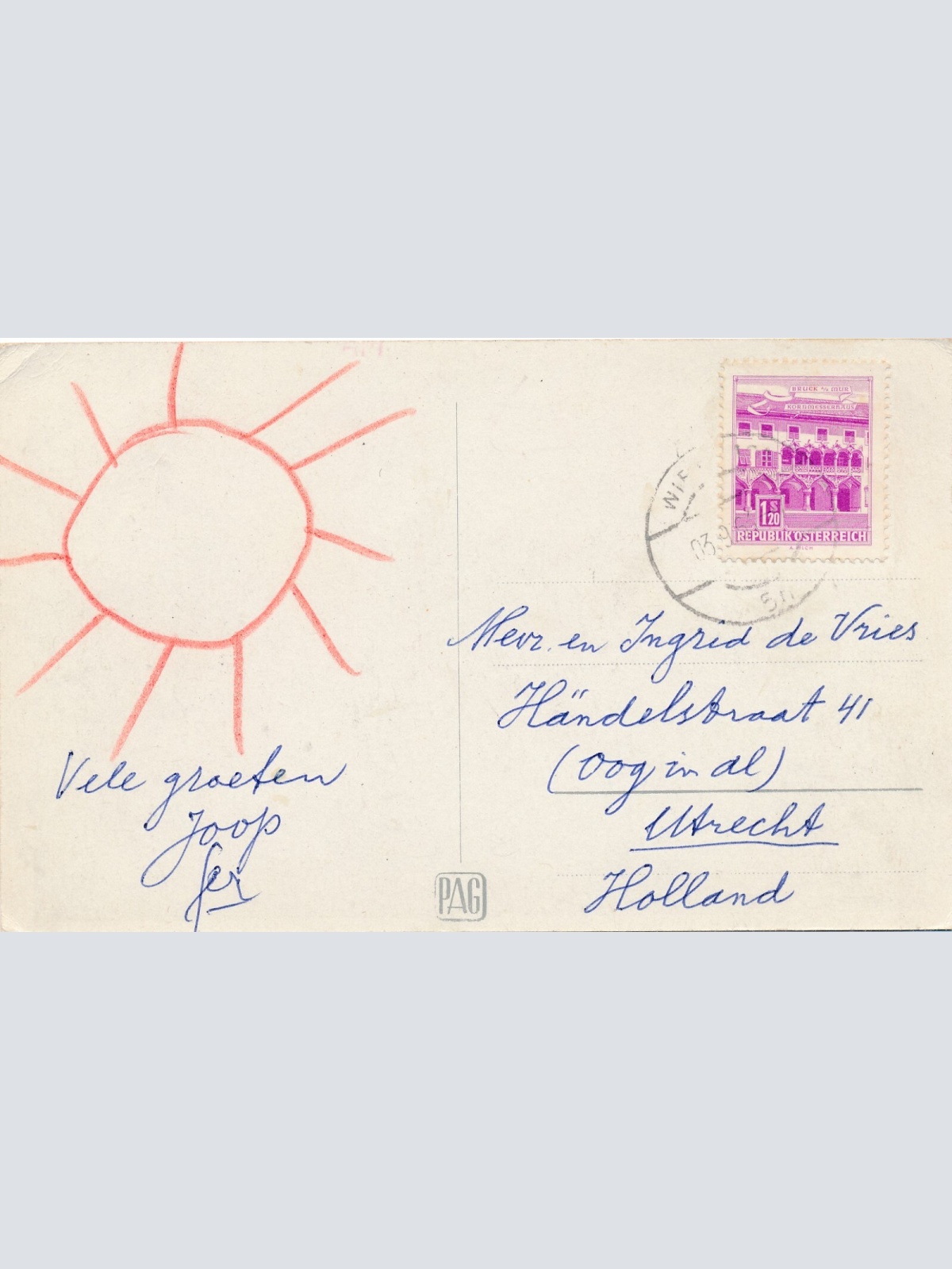 AK aus Wien Ringstrasse mit Oldtimer und Staatsoper + Hotel Bristol (7241)