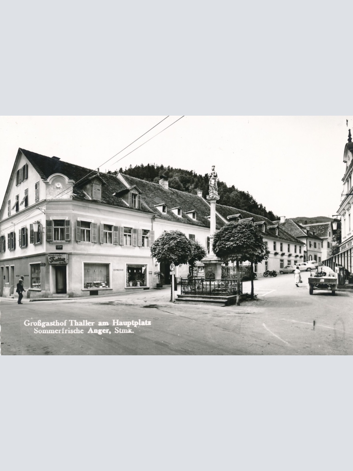 AK aus Anger mit Großgasthof Thaller am Hauptplatz Steiermark (7031)