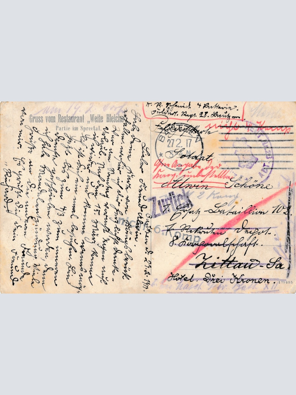 AK, Gruss vom Restaurant Weite Bleiche, Spreetal, Brandenburg (S2303)