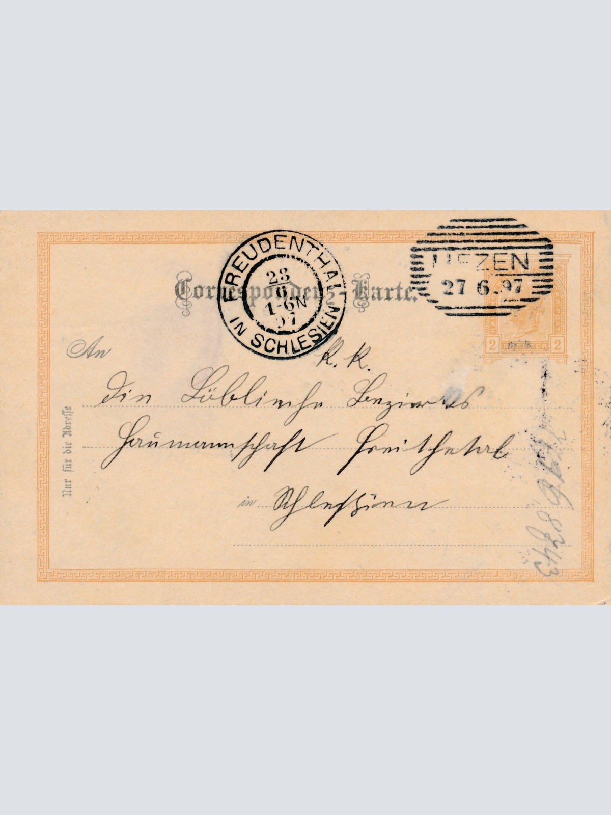 2 Kreuzer Ganzsachen - Karte 1897 aus Lienz (8397)