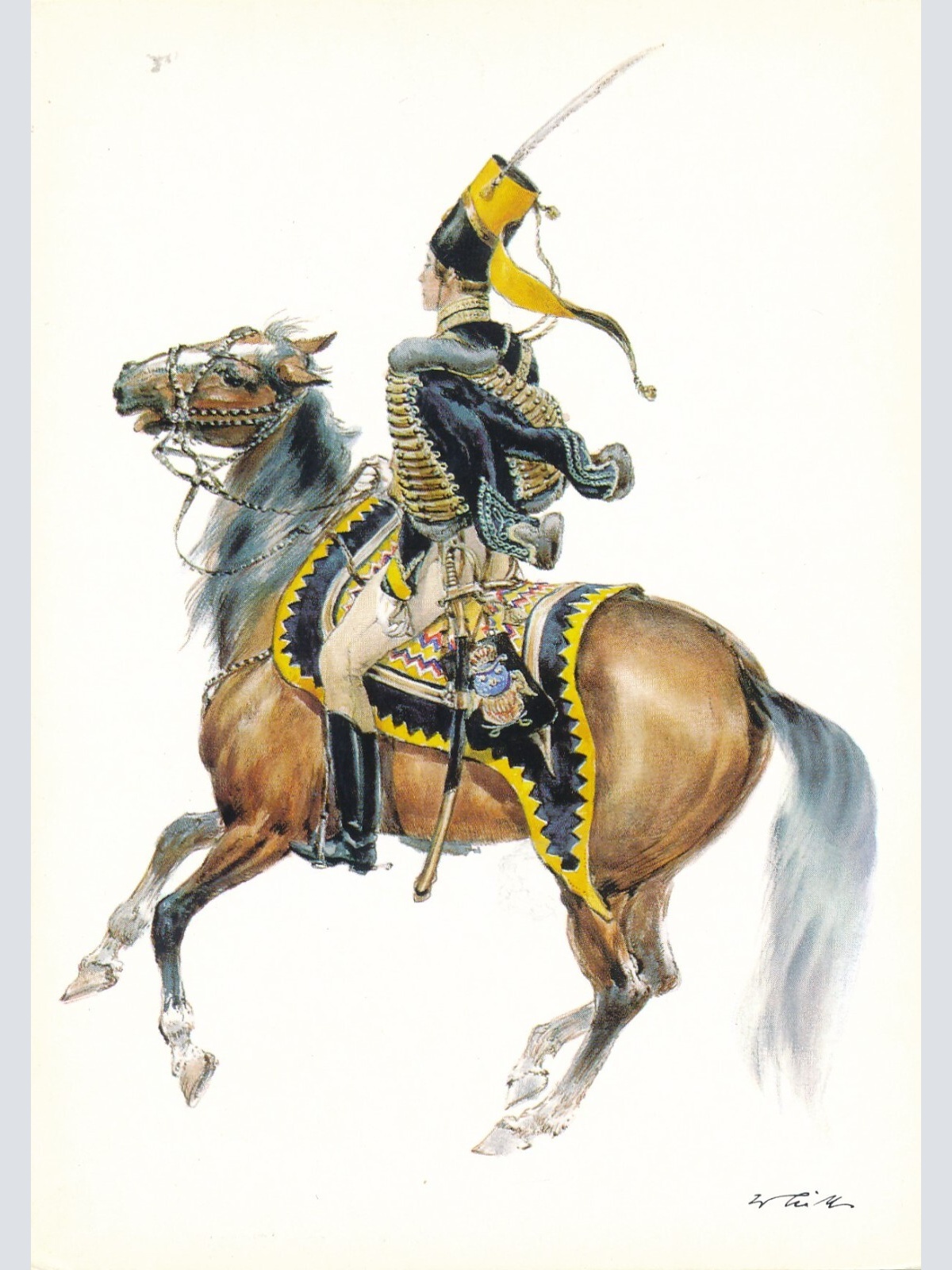 AK Uniform Kaiserr. Schweden 1837 Husaren reg. Offizier Ansichtskarte (8729)