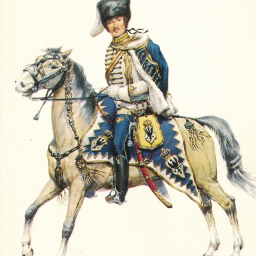AK Uniform Kaiserr. Preußen 1745 Husaren reg. Stabsoffizier Ansichtskarte (8730)