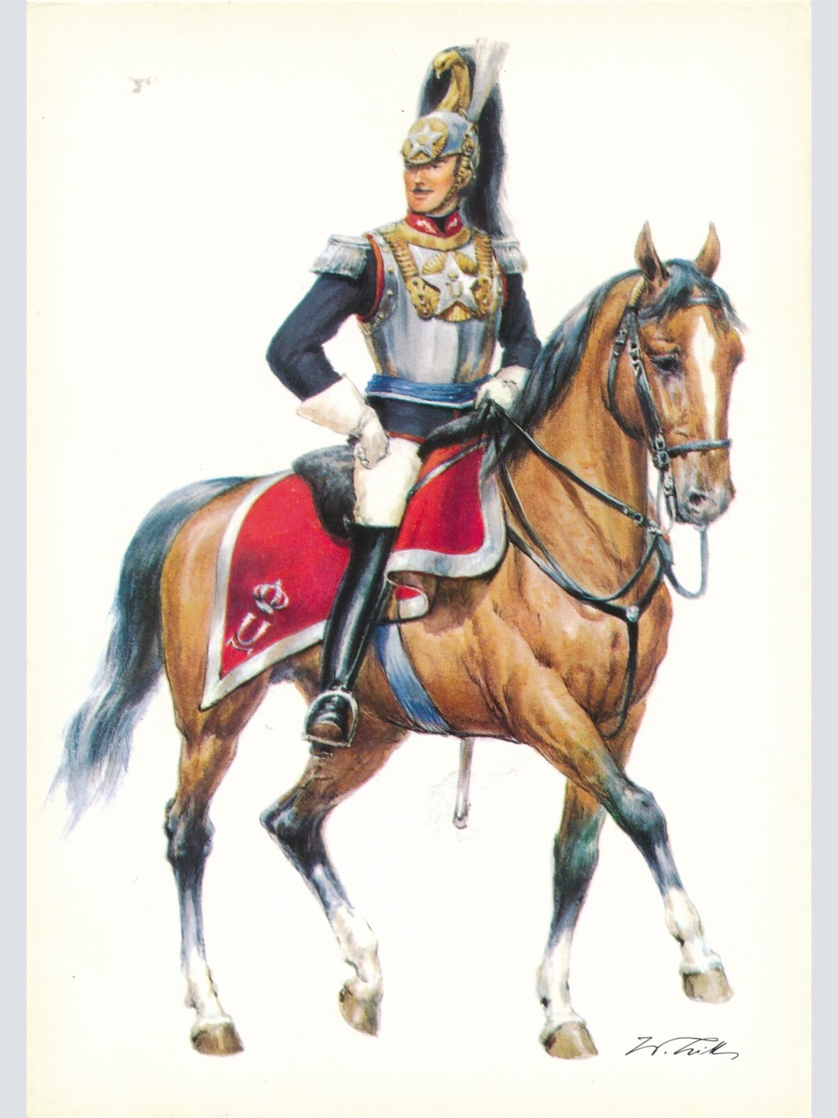 AK Uniform Kaiserr. Italien 1890 Garde Kürassier Offizier Ansichtskarte (8727)