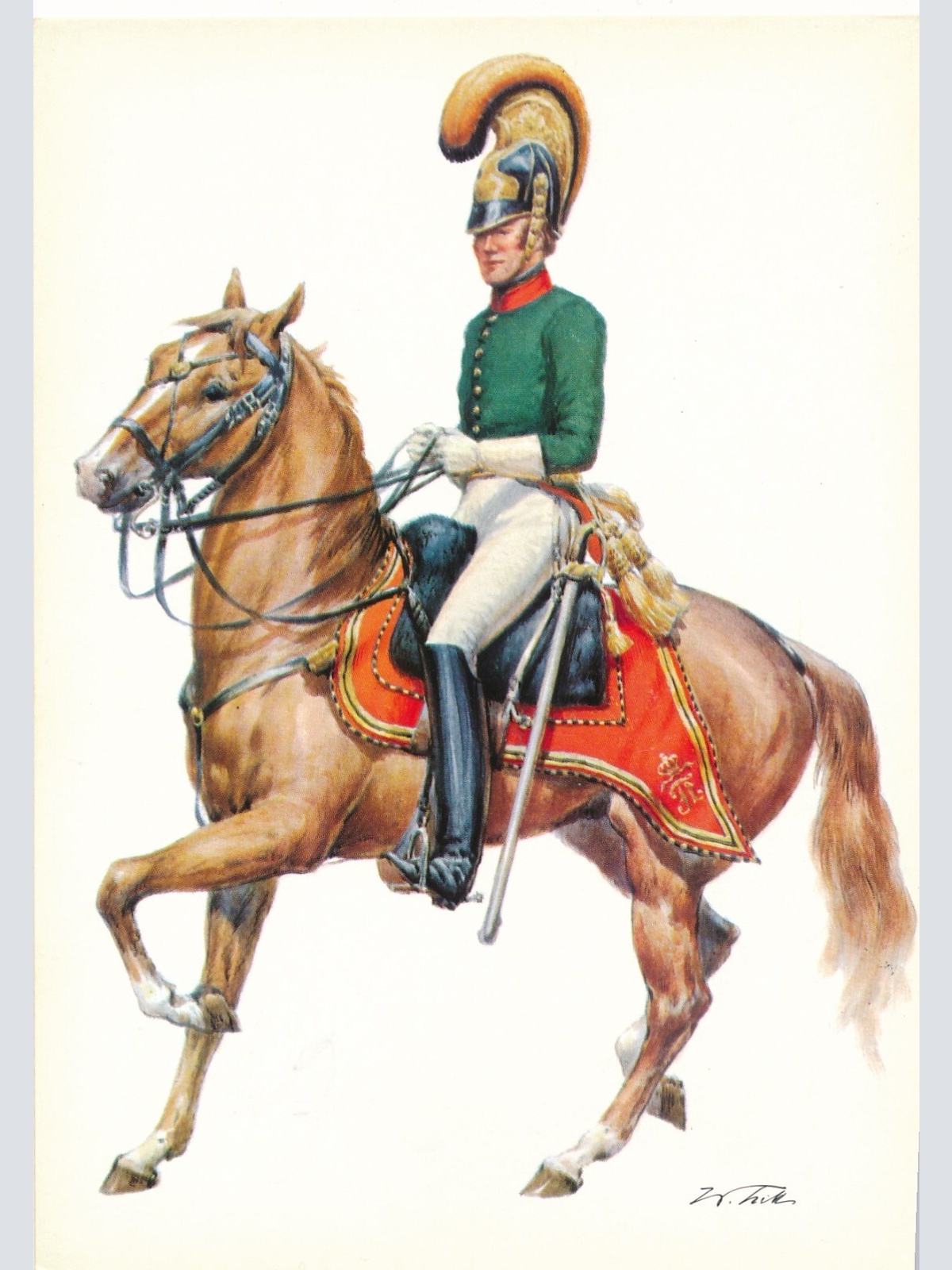AK Uniform Kaiserr. Österr 1820 Chevauleger Offizier Ansichtskarte (8718)