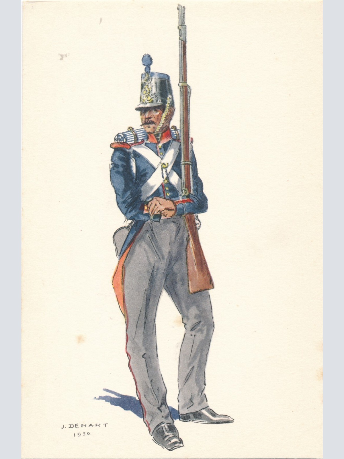 AK Uniform Belgien 1853 Linie Infanterie Van het Centrum Ansichtskarte (8741)