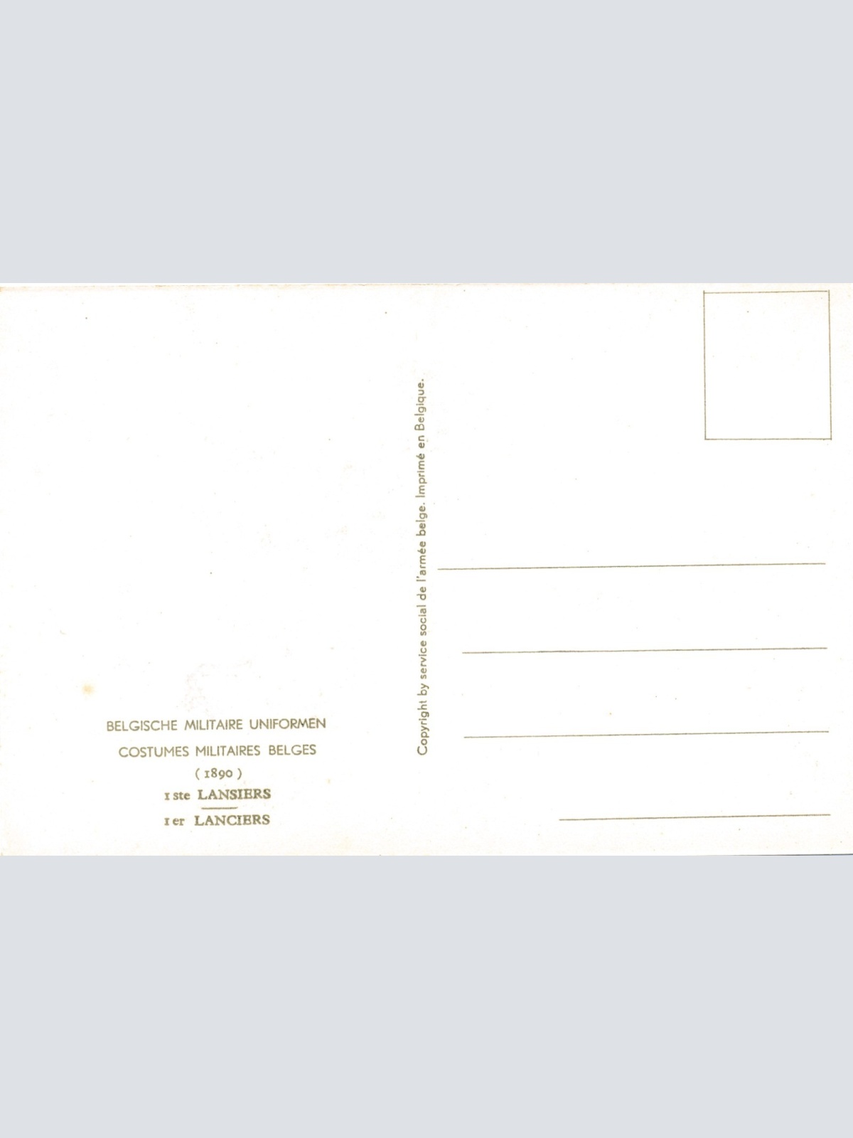 AK Uniform Belgien 1890 Lansiers Ansichtskarte (8755)