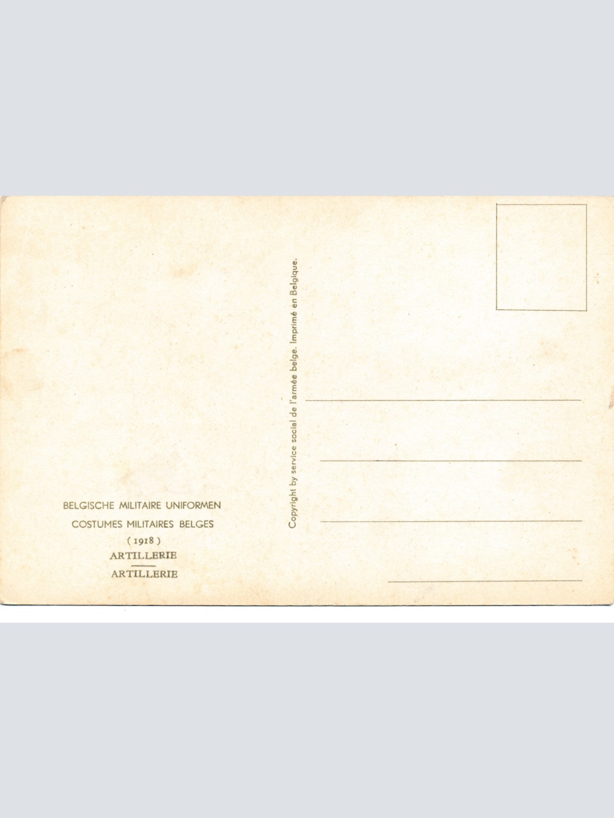 AK Uniform Belgien 1918 Artillerie Ansichtskarte (8754)