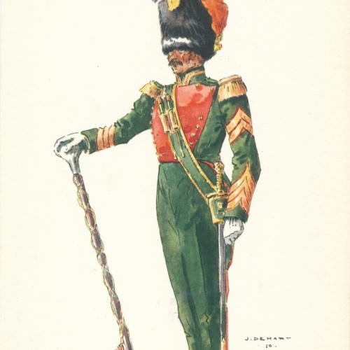 AK Uniform Belgien 1895 Jagers te Voet Tamboer Majoor Ansichtskarte (8743)