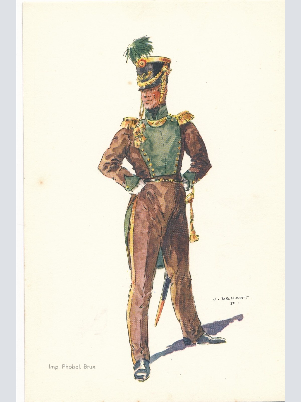 AK Uniform Belgien 1830 Tirailleurs Liegeois Ansichtskarte (8744)