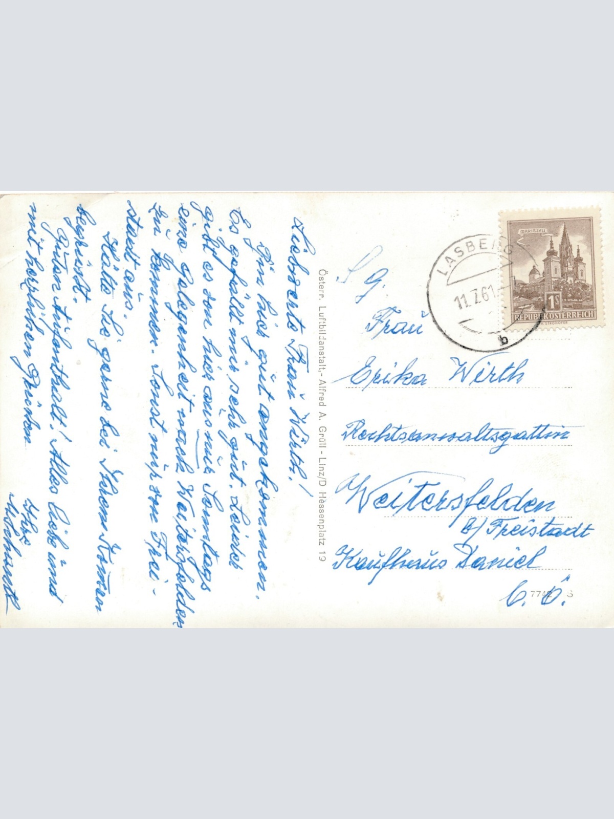 AK aus Lasberg Oberösterreich Fliegerkarte (J14)