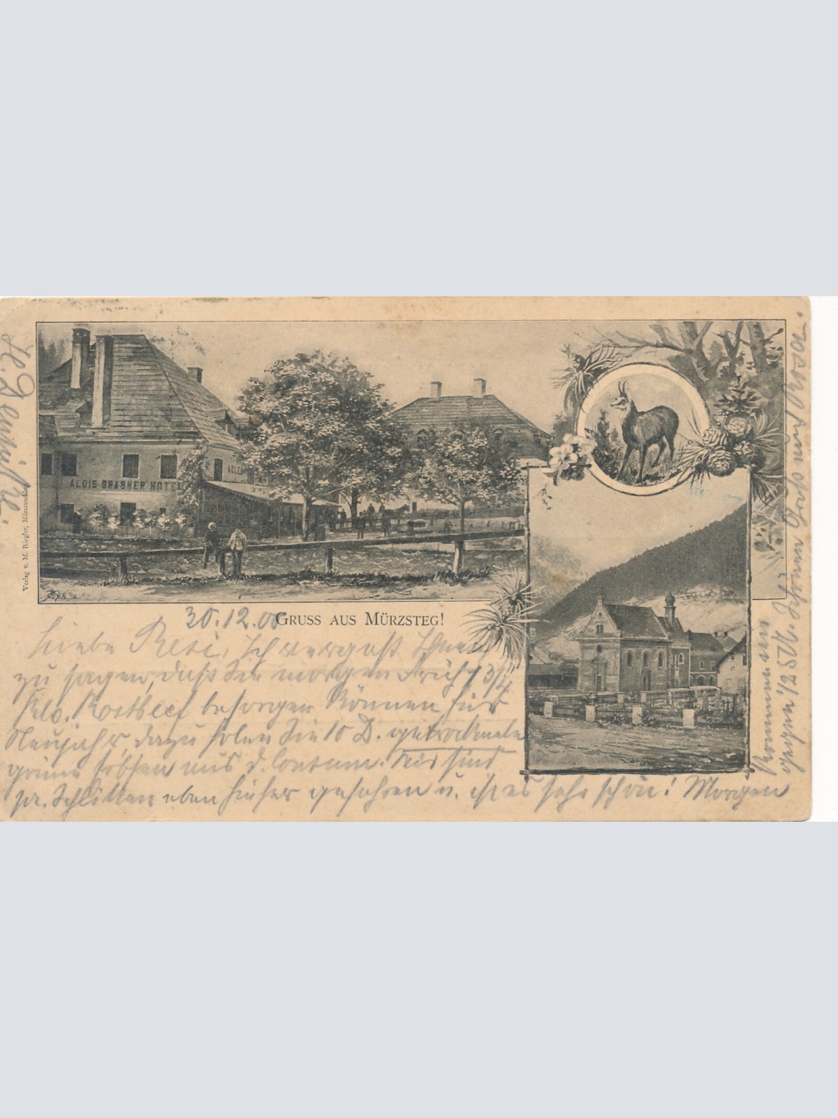 AK gruss aus Mürzsteg mit Hotel Alois Grabner Steiermark (7313)