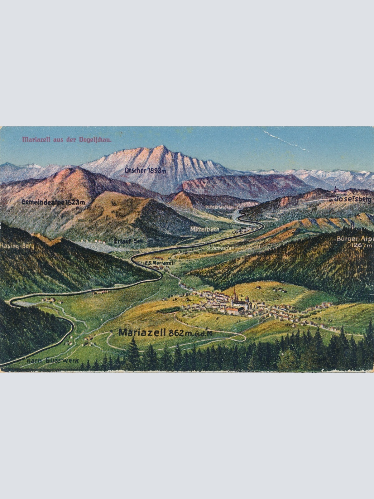 AK aus Mariazell aus der Vogelschau Steiermark Ansichtskarte (9230)