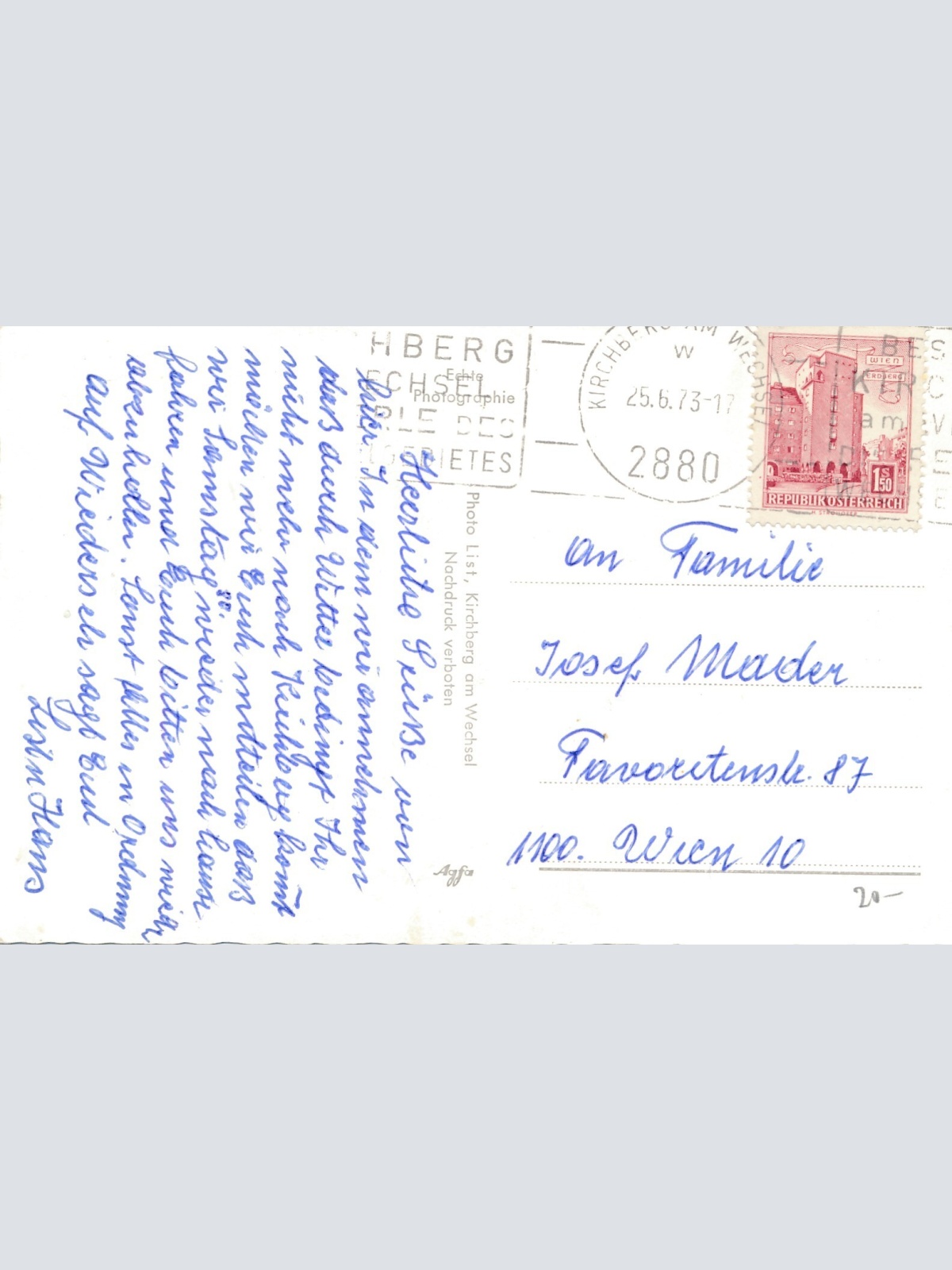 AK aus Kirchberg a. Wechsel Niederösterreich  Molzbachhof (J59)