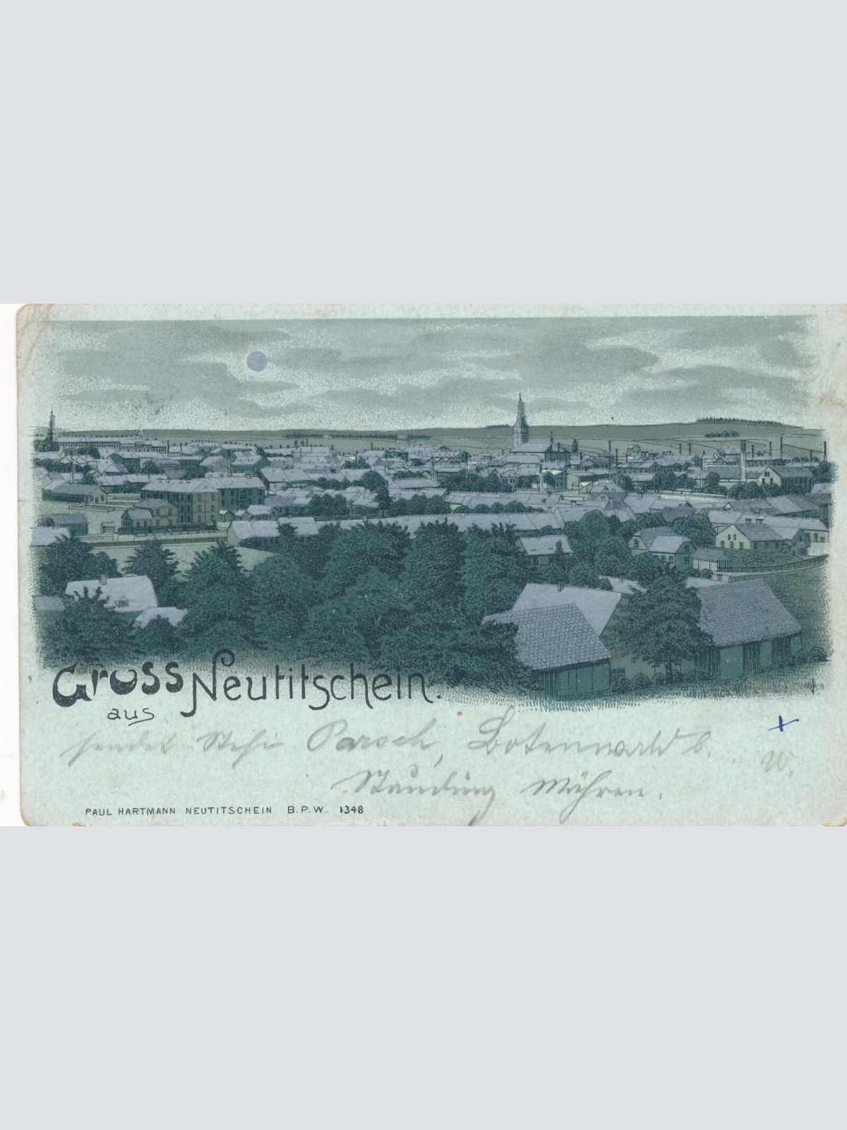 Mondschein - Karte aus Nový Jičín - Neutitschen Tschechoslowakei (7190)