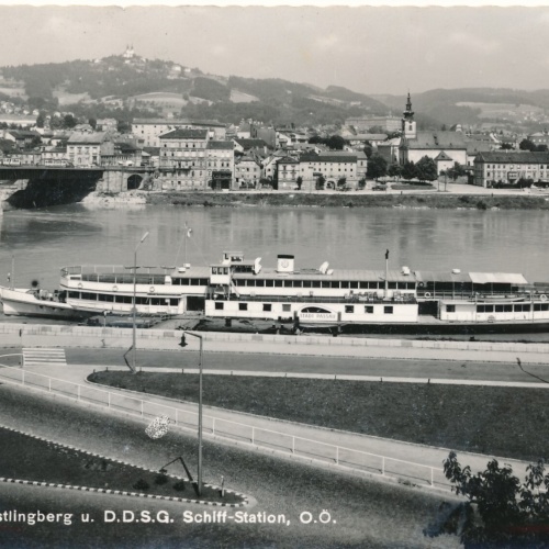 AK aus Linz an der Donau mit Dampfer Oberösterr. Ansichtskarte (8979)