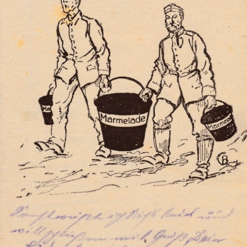 Reklame Karte Hindenburgbutter zwei Soldaten mit Marmelade Ansichtskarte (16198)