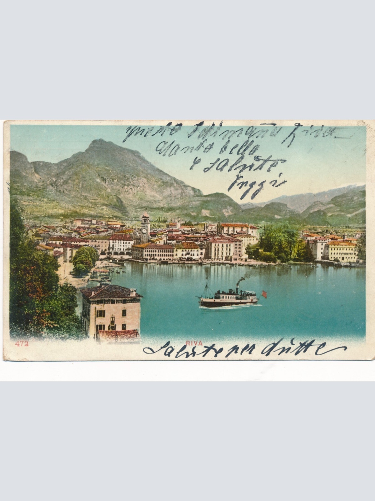 AK aus Riva di Garda mit Dampfer Italien Ansichtskarte (9086)