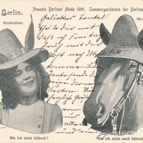 AK aus Berlin neue Berliner Mode 1901 mit Pferd Ansichtskarte (9064)