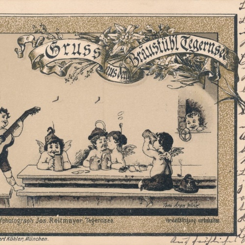 AK gruss aus dem Bräustüberl Tegernsee Bayern Ansichtskarte (9099)