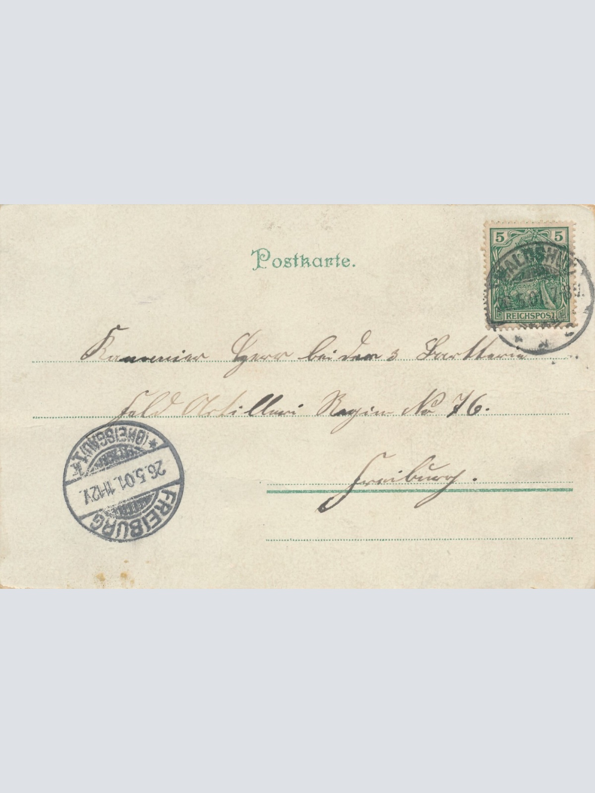 Litho - Motiv - Karte die Jagt nach dem Glück Soldat mit Frau (9122)