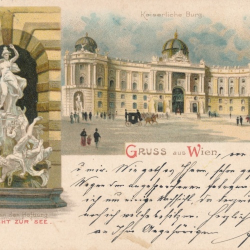 Litho - Karte gruss aus Wien die macht zur See Ansichtskarte (9426)