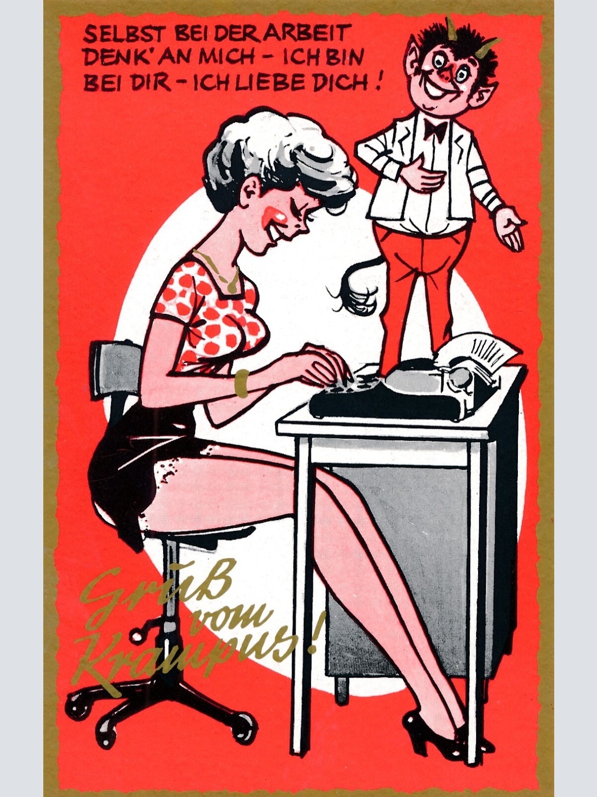 AK, Gruß vom Krampus, Selbst bei der Arbeit denk an mich (S2353)