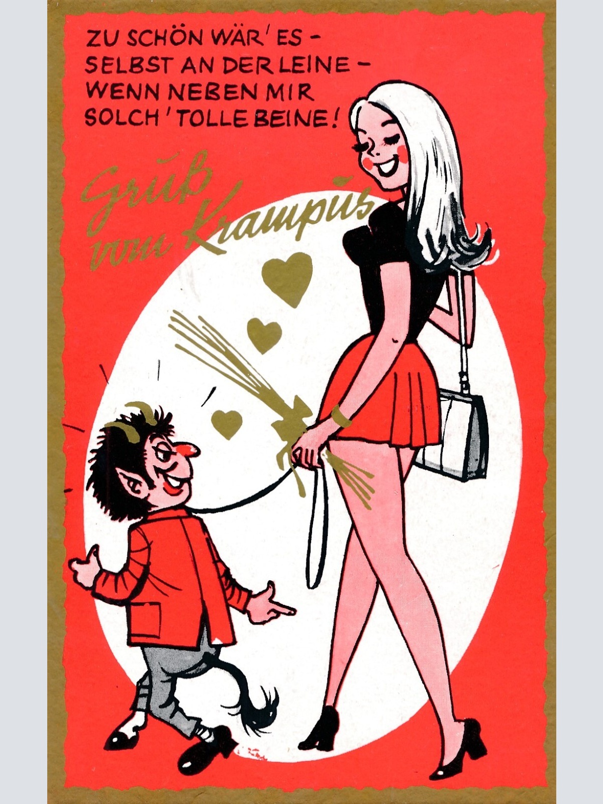 AK, Gruß vom Krampus, Zu schön wär es selbst an der Leine (S2354)