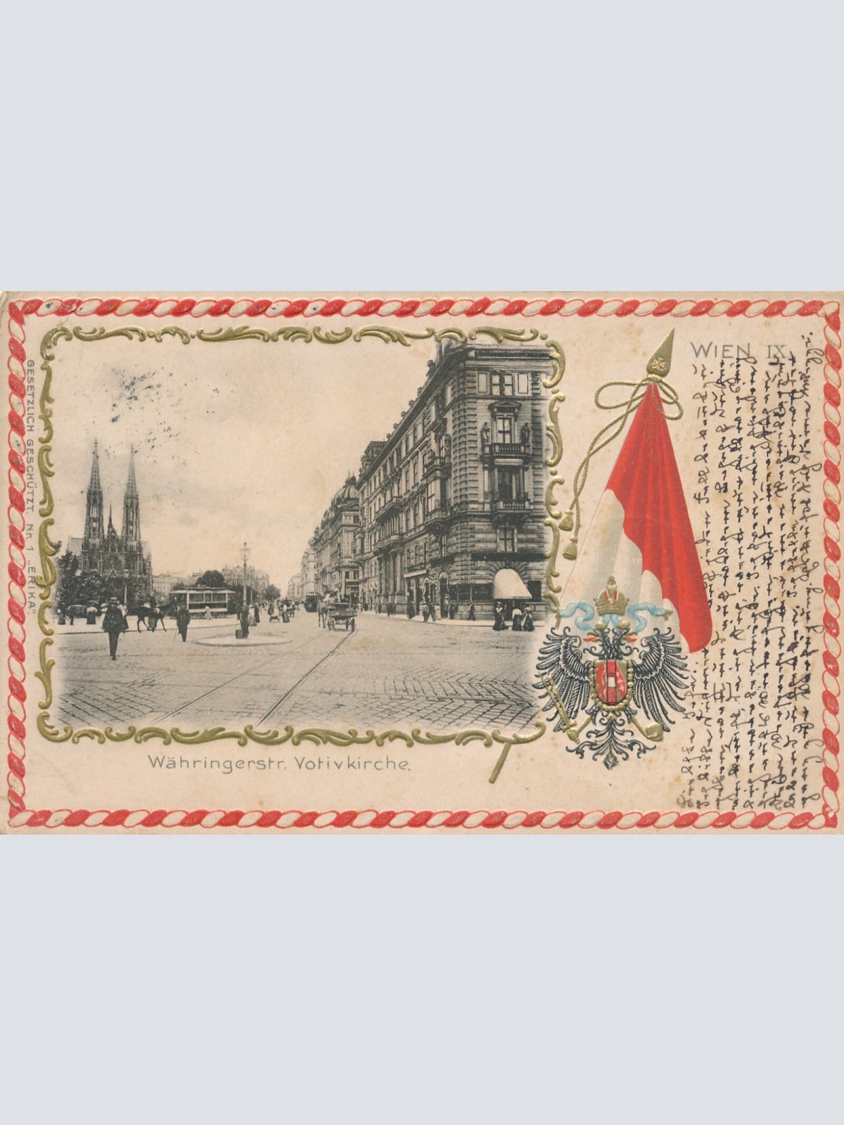 Präge - Karte aus Wien mit Votivkirche (7536)