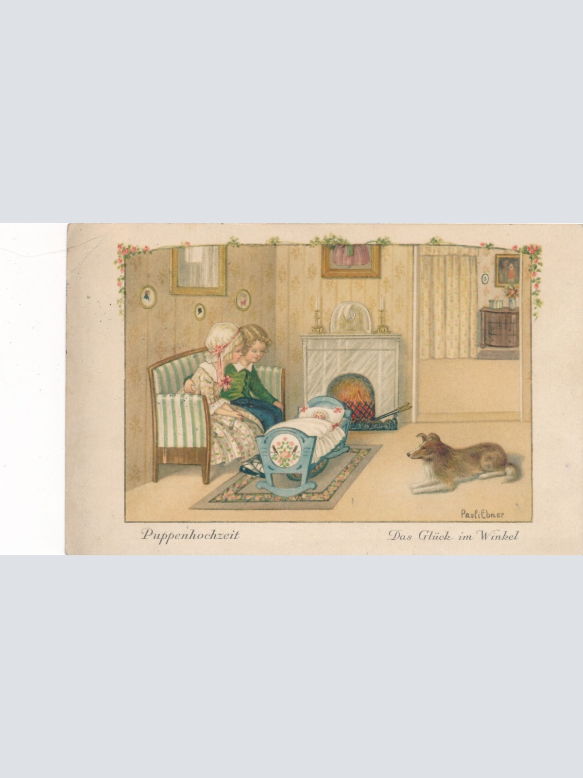 Künster - Karte von Pauli Ebner Puppenhochzeit das Glück im Winkel (8073)